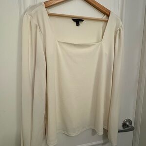 Banana Republic Factory Cream Square-Neck Long Sleeve Top